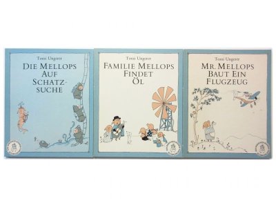 画像1: トミ・ウンゲラー「ALLE ABENTEUER DER FAMILIE MELLOPS IN 5 BANDEN」1978年※5冊セット&カード付き